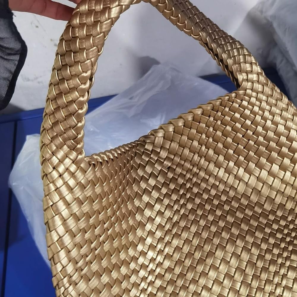 CAILDANL Woven Leather Bags for Women Knoted Women Handbag Designer Shoulder Bucket Purse Handmade Fashion Tote Hobo Bag Small