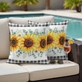 thumbnail image 4 of Sunflower Flowers Outdoor Pillow Covers Pack of 2 Yellow Floral Eucalyptus Leaves Black Plaid Waterproof Throw Pillow Covers Decorative Cushion Cases for Patio Garden Tent Balcony Couch 16x16 inch, 4 of 9