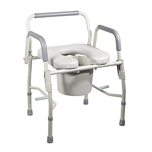 Yosooo Commode Toilet Chair Non-Slip Height Adjustable Aluminum Alloy Adult Folding Toilet Commode Toilet Safety Frame Chair Bedside Bathroom 