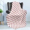 thumbnail image 4 of Geometric Soft Flannel Fleece Blanket, Classical Pattern with Country Picnic Theme Retro Style Polka Dot Shapes, Cozy Plush for Indoor and Outdoor Use, 60" x 80", White and Vermilion, by Ambesonne, 4 of 5