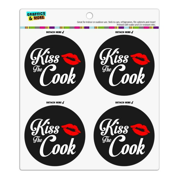 Kiss the Cook Refrigerator Fridge Locker Vinyl Circle Magnet Set