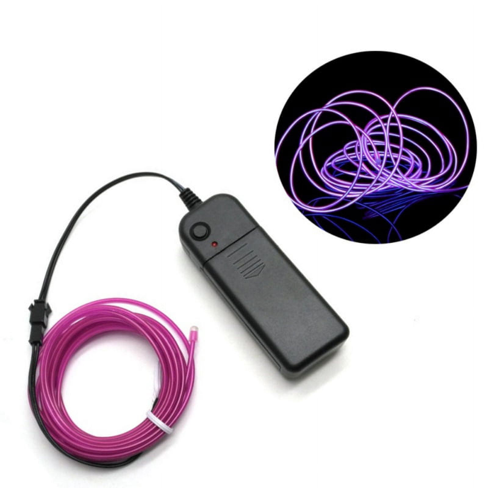 2Pack 2M LED Neon Strip Lights EL Wire Lights Kit Battery Powered Rope Lights Pack Drivers High Brightness for Cosplay Dress Handcraft Cosplay Party Decoration, Purple