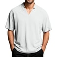 thumbnail image 3 of Fengqque Mens T Shirts Short Sleeve V Neck Shirt Basic Summer Solid Color Plus Size Beach Tee Tops White XL(XL), 3 of 8