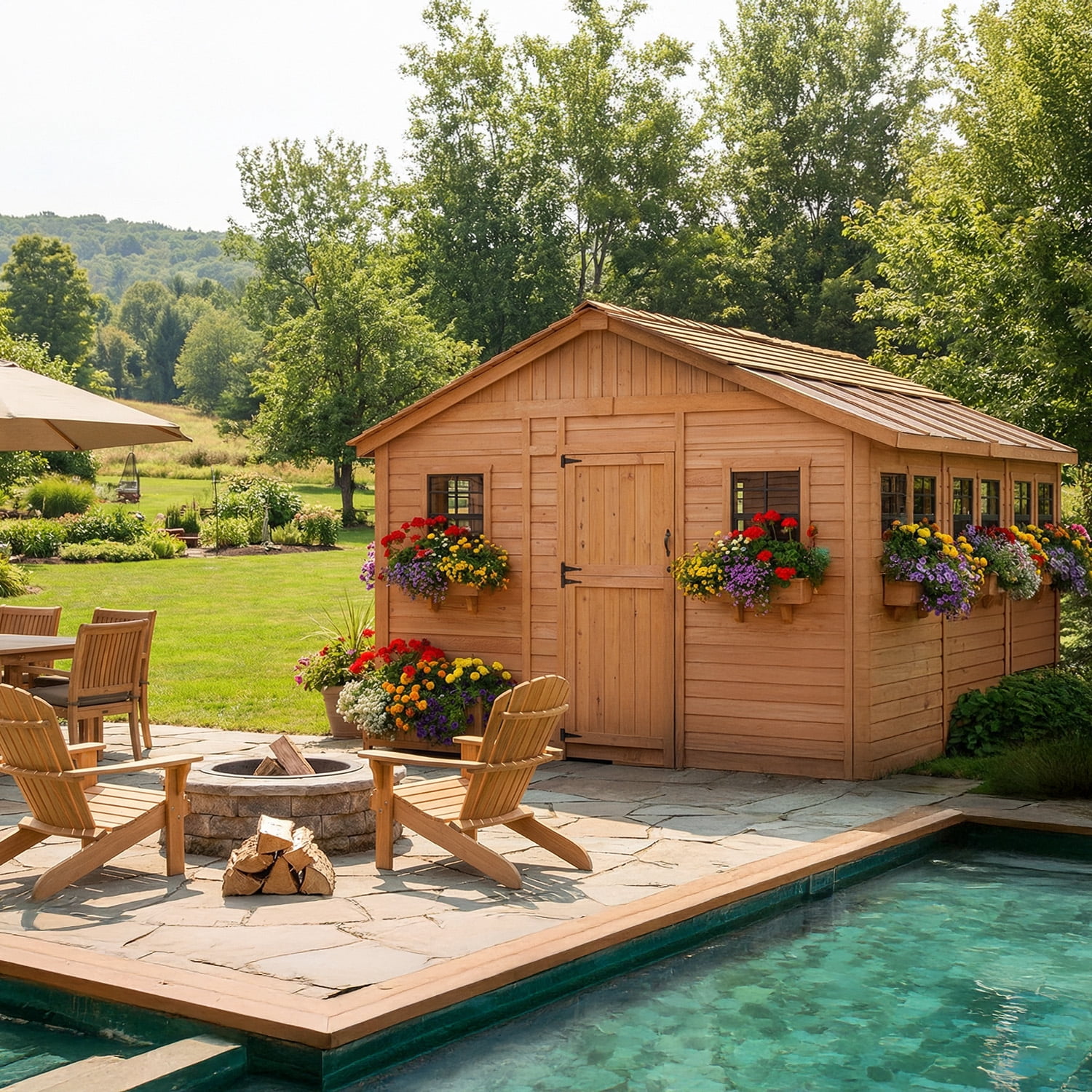 Outdoor Living Today 12x12 Western Red Cedar Sunshed Shed with Metal Roof