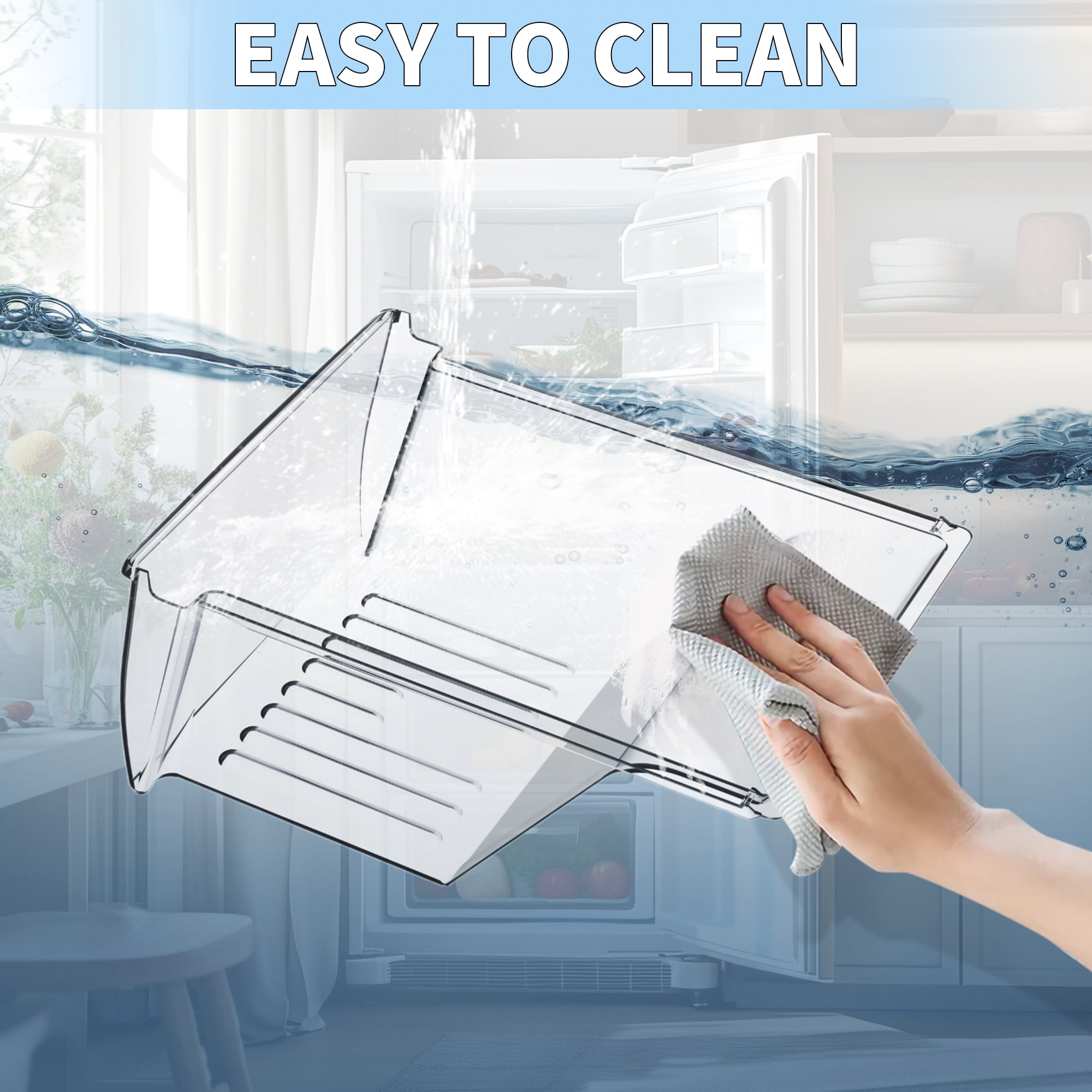 KOJEM Frigidaire Crisper Drawer Pan Bin Replacement, Refrigerator 240337103 AP2115849 891037 PS429854, Plastic