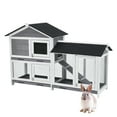 thumbnail image 1 of 58" Indoor Outdoor Rabbit Hutch, Waterproof Wooden Bunny Cage with 3 Leak-Proof Trays – 2-Tier Design for Rabbits & Small Animals – Black + White, 1 of 7
