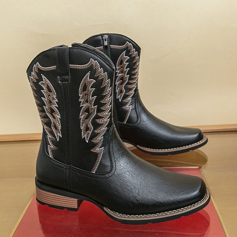 Black Men\'s Western Chelsea & Biker Ankle Dress Boots Men main image 4