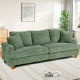 thumbnail image 6 of 87" Corduroy Sofa,3 Seater Sofa with Extra Deep Seats,Neche Comfy Upholstered Couch for Living Room,2 Pillows,Green, 6 of 10