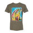 thumbnail image 2 of Wild Bobby Dean Russo Neon Colorfu Dolphin Animal Lover Men Premium Tri Blend Tee, Military Green, Medium, 2 of 5
