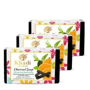 Khadi Sanskriti Pack Of 3 Charcoal Herbal Soap | With Green Tea, Orange Peel Extract-125g
