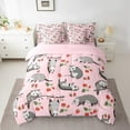 thumbnail image 2 of Manfei Cute Opossum Girl Bedding Comforter Set 7-Piece, Cartoon Animal Rodent King Bedding Sets, Strawberry Fruit Bed Sheets, Kids Pink Gray Red Room Decor, 2 of 8