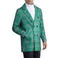 thumbnail image 4 of INSPIRE CHIC Plaid Overcoat for Men's Notch Collar Single Breasted Checked Winter Trench Coat S Green, 4 of 6