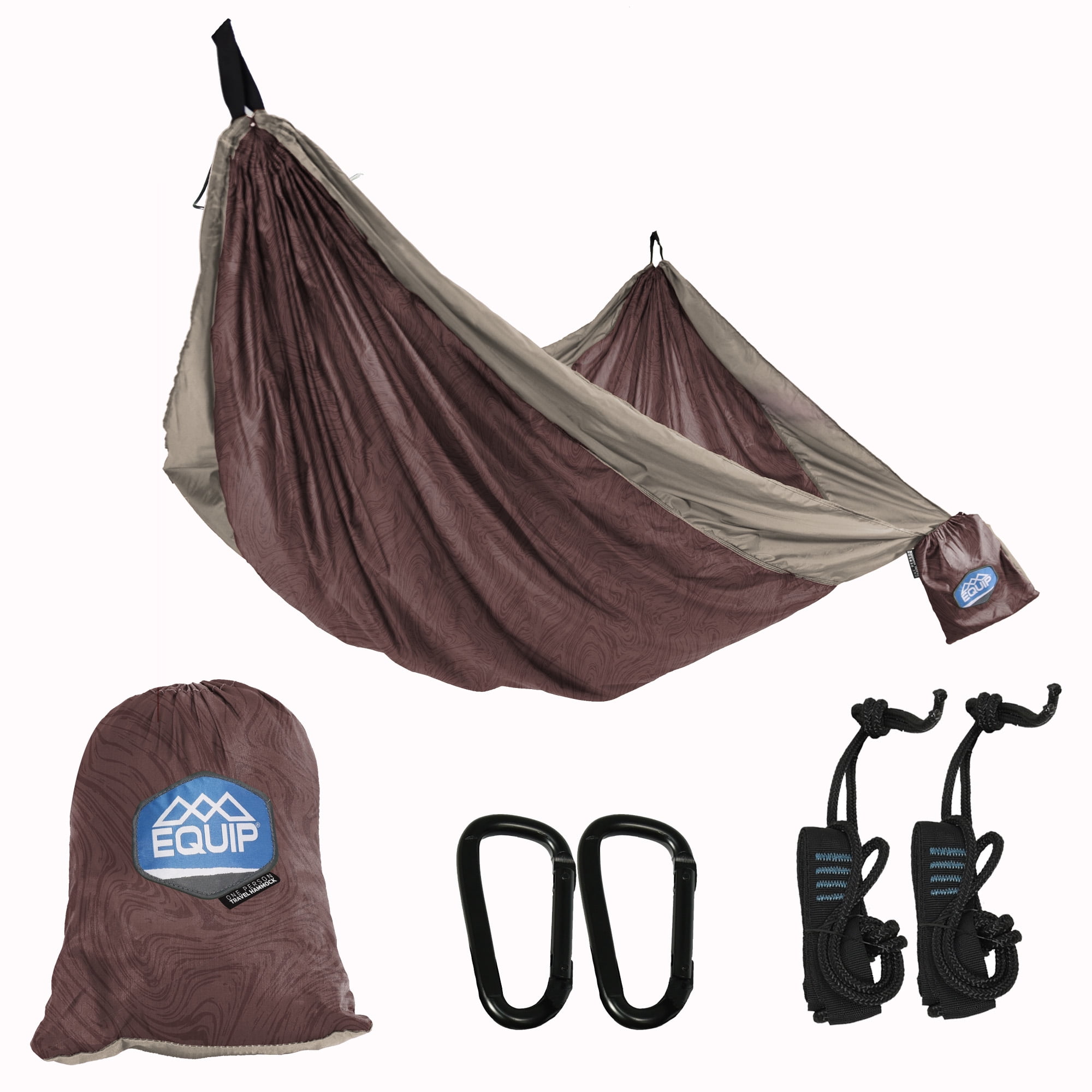 Equip 1P Travel Hammock 1-Person Camping Hammock, Cocoa & Stone
