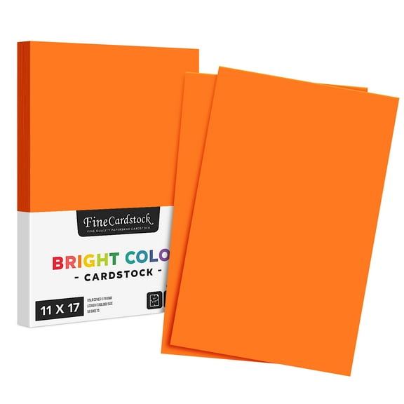 Premium Color Card Stock Paper - 65 Lb Cover Cardstock - 50 Sheets per Pack (11 x 17, Orange)
