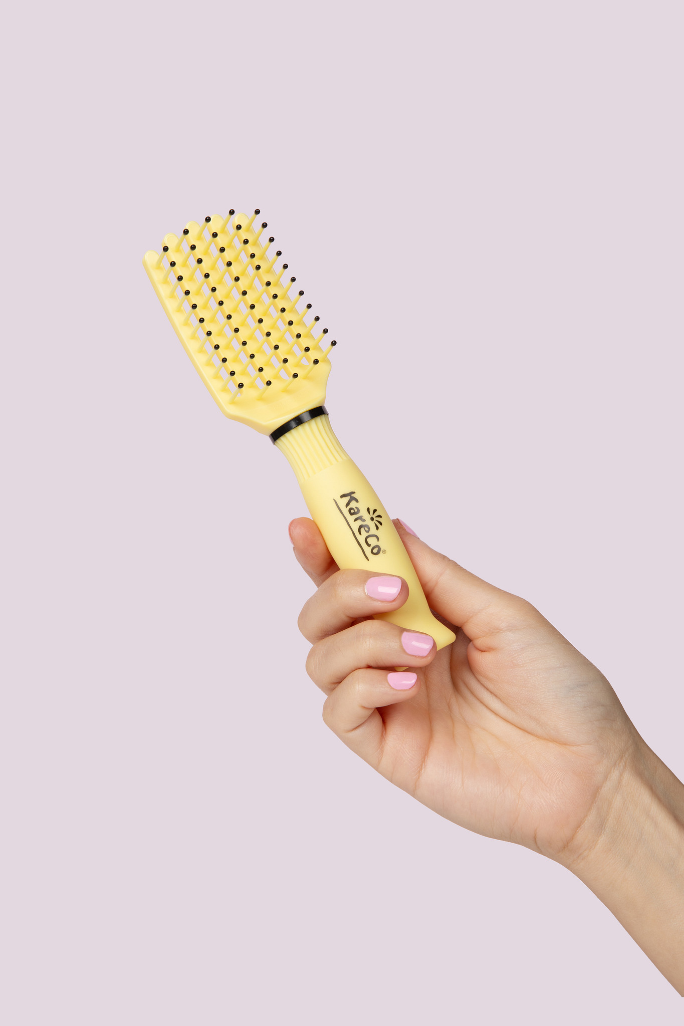 KareCo Tangle Buster Tiny Professional 7" Synthetic Paddle Detangling Hair Brush, Flexible, Yellow