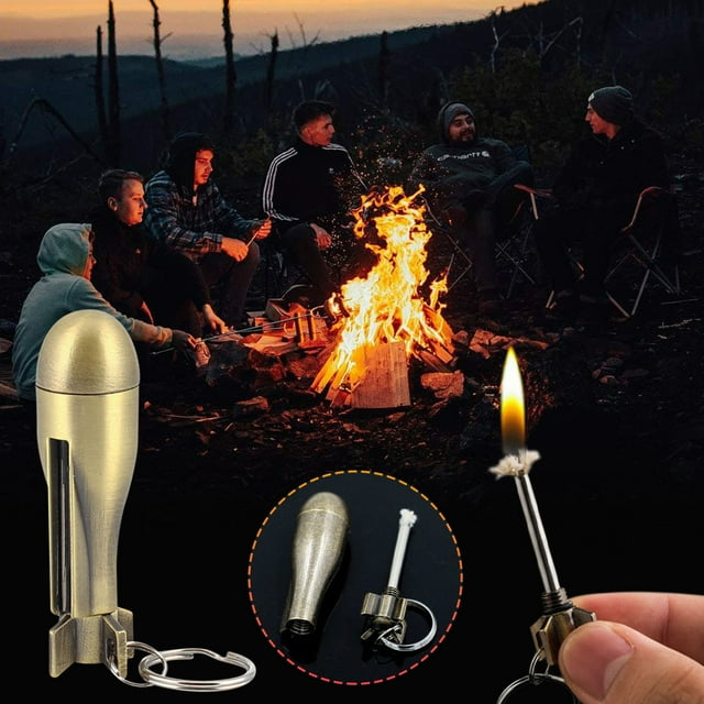 Xihbxyly Encendedor de Llavero de Metal, Diseño Compacto y Elegante, Duradero y Práctico, Iniciador de Fuego Impermeable para Exteriores, Ideal para Acampar, Senderismo, Supervivencia, Regalo Perfect
