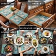 thumbnail image 2 of Summer Ocean Coral Shell Placemats Set of 6,Wipeable Washable Table Mats for Dining Tables, Country Retro Wooden Plank Place Mats for Kitchen Event Party Tabletop Decor, 2 of 9
