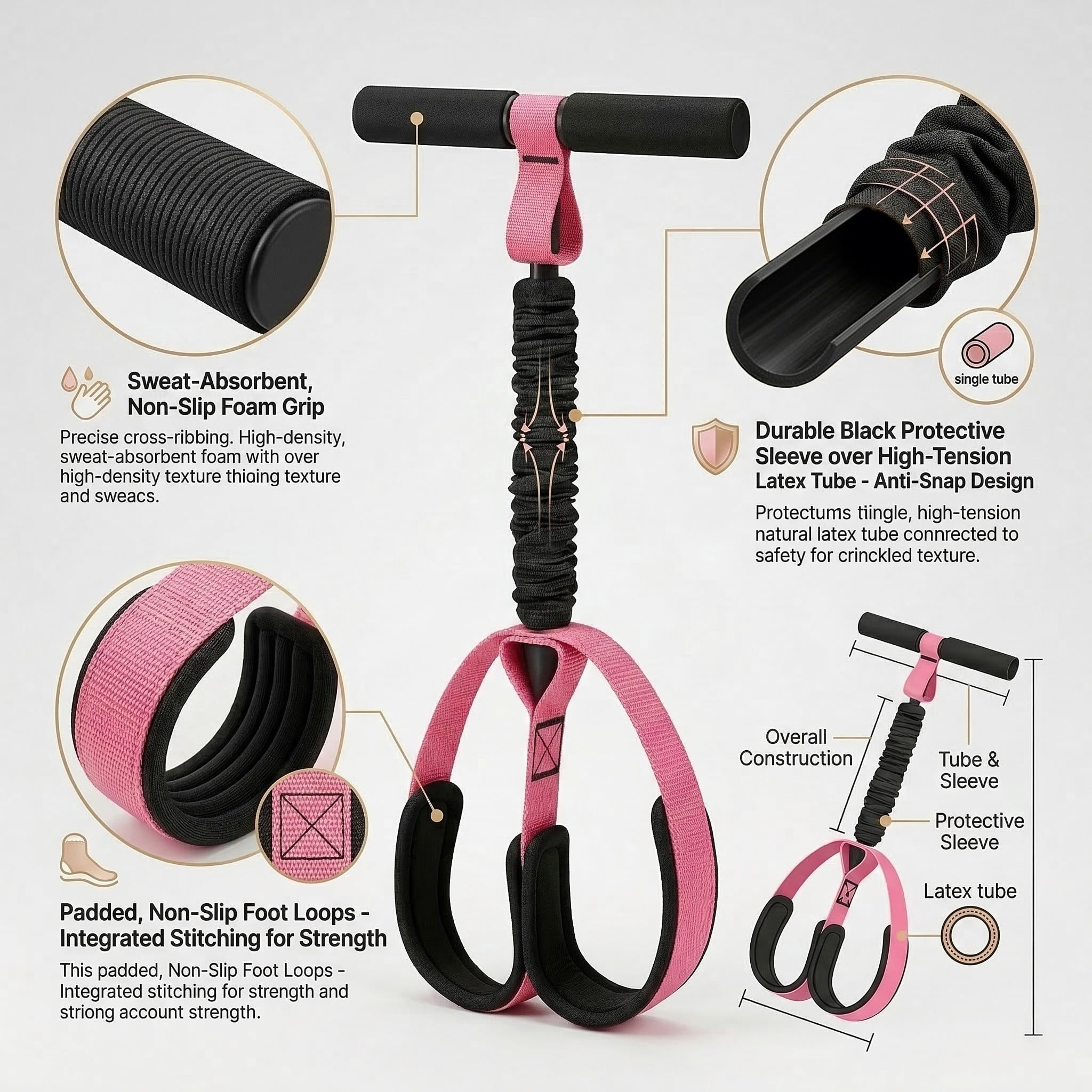 Topkech Pedal Resistance Band with Handle for Home Fitness