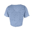 thumbnail image 7 of Women Crochet Shrug Knit Sweater,Spring Summer Beach Short Sleeve Shrug Cropped Boho Lightweight Sweater,Cover Up Tie Front Tops For Evening Dresses Casual Eyelet Shawl Thin Formal Sky Blue L, 7 of 7