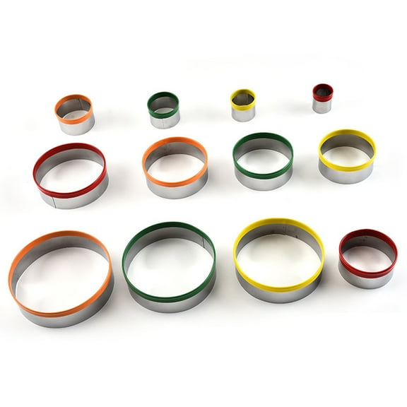 KALLORY 12Piece Biscuit Molds Cookie Cutters Set Colorful Stainless Steel For Baking And Craft Clay Cutting