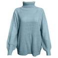 thumbnail image 4 of Fall Sweaters for Women Loose Fit High Neck Sweaters Solid Color Comfortable Fall Long Sleeve Pullovers Top Winter Clothes, 4 of 5