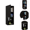 thumbnail image 3 of JERFIT 24" Wall Mount Bathroom Storage Cabinet with Door, 2 Open Shelves & 2 Inner Shelves, Particle Board Over The Toilet Organizer in Black, 3 of 7