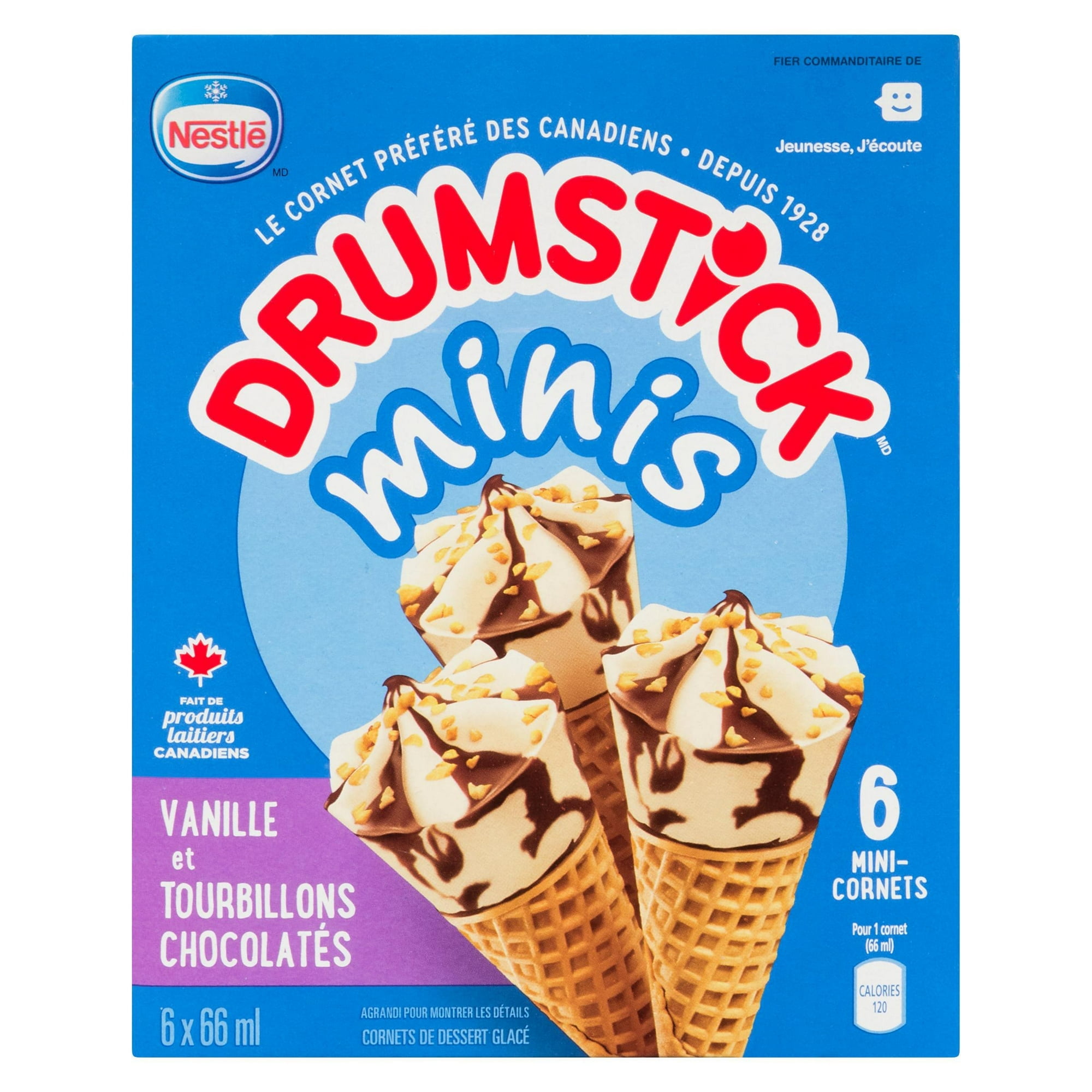 NESTLÉ® DRUMSTICK® Minis Vanilla with Chocolatey Swirl Frozen Dessert Cones