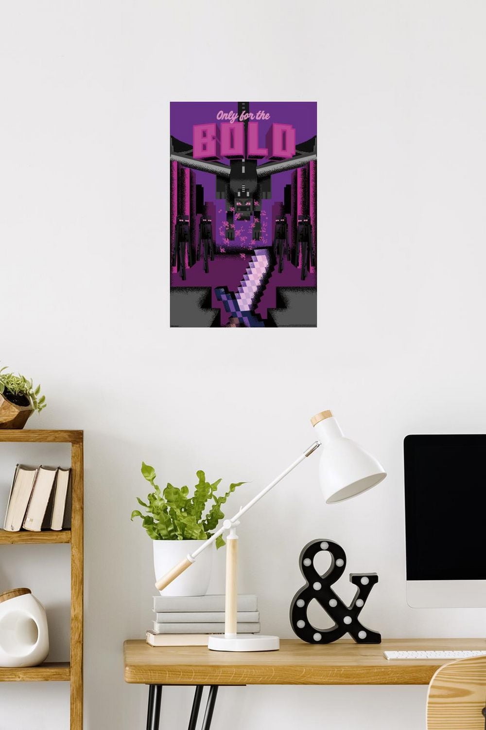 Minecraft: Discover - Only For The Bold Wall Poster, 14.725" x 22.375" Framed