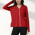 thumbnail image 5 of qelini Sun Shirts for Women Long Sleeve UV Protection Zipper Shirt Lightweight Womens Rash Guard Shirts with Mask Hoodie Thumb Hole Workout Tops Outdoor Hiking, 5 of 7
