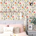 thumbnail image 2 of 1 Roll Green Plants Wallpaper 39.4"x17.7" Pastoral Rustic Flowers Birds Removable Waterproof Peel And Stick Wallpaper Refrigerator Speaker Dryer Cabinet Oven Appliances Furniture Room Background Kitch, 2 of 4