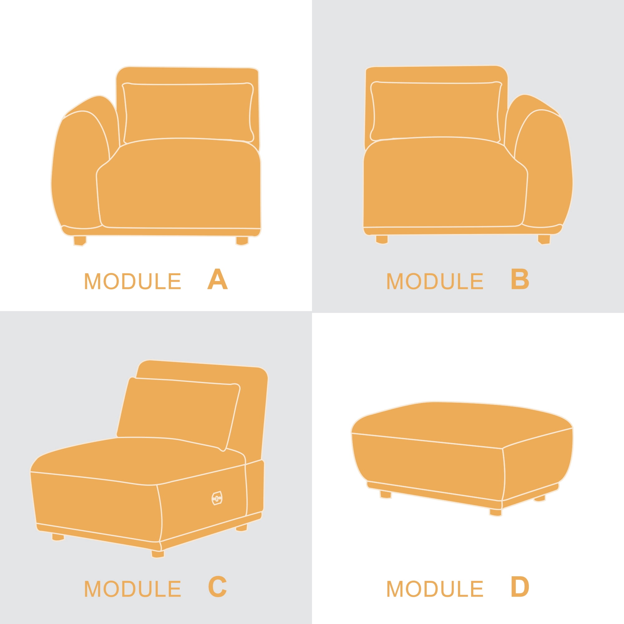 FREEHOMAE  L Shaped Modular Sectional Couch with Removable Ottoman, Convertible Cloud Sofa for Living Room,Comfort Small Couch for Small Spaces(3 Set + 1 Ottomans - Black)