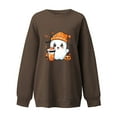 thumbnail image 3 of DianGeFu Womens Hoodies Pullover Plus Size Loose Long Sleeve Blouse Round Neck Sweatshirts for 2024 Halloween Fashion Casual(Coffee,L), 3 of 3