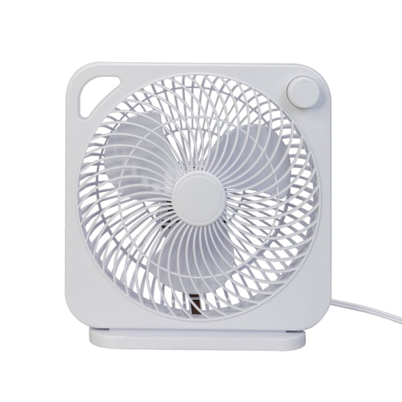 Mainstays 9-inch Box Indoor Comfort Personal AC Electric Fan, 3 Speeds White