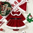 thumbnail image 2 of mgoYE Infant Baby Girl Christmas Outfit Santaromper Dress Long Sleeve Trim Velvet Xmas Princess Dresses(Red,18-24 Months), 2 of 8