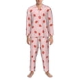 thumbnail image 3 of Sikiie Hand Drawn Strawberry Mens Pajama Set, Soft Warm Long Sleeve Sleepwear, Cozy Button-Down Pjs for Men-Large, 3 of 7