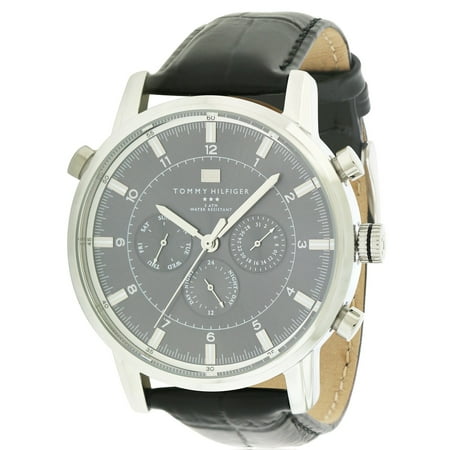 Tommy Hilfiger Black Leather Chronograph Mens Watch