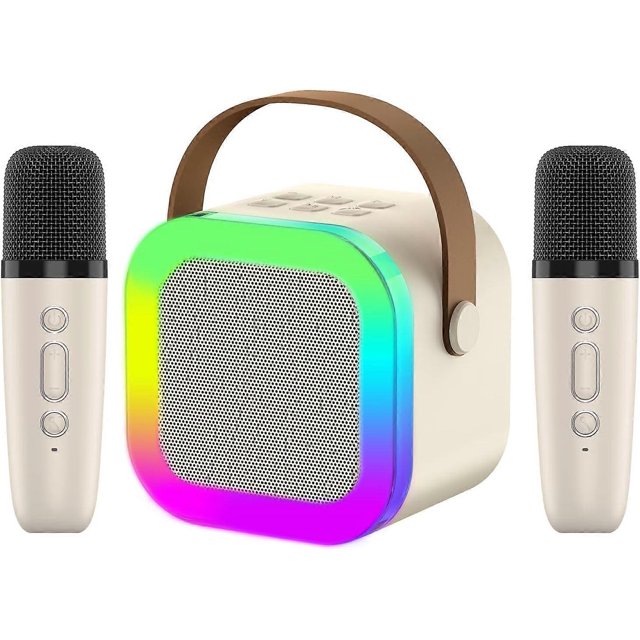 Karaoke con micrófono para niños de 4 a 12 años, regalo de Navidad y cumpleaños. (Beige2)