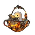 thumbnail image 2 of Spooky Reading Ghost Teacup Sun Catcher, 2D Flat Acrylic Sun Catchers for Window Hanging, Halloween Hanging Halloween Window Ghost Decor, Halloween Decoration Spooky Gift, 2 of 7