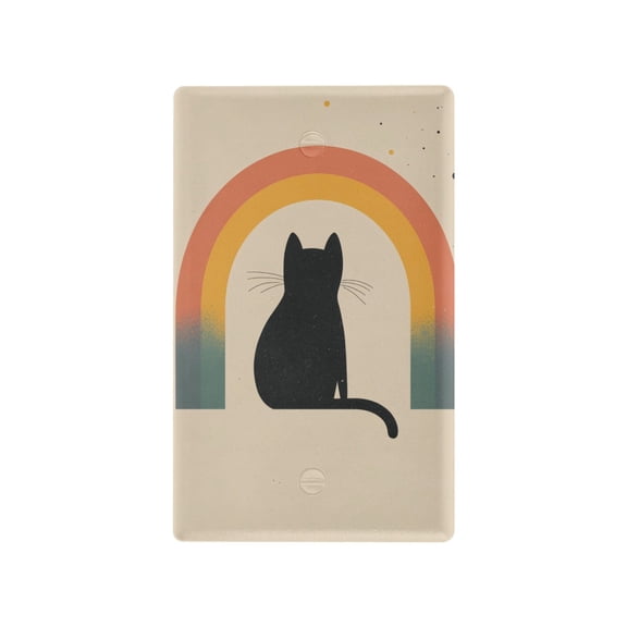 Yayeee Blank Wall Plate Cover 1-Gang 4.5"x2.7" Home Unused Decorative Outlet, Beige Cat Rainbow
