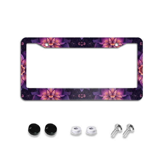 Purple Mandalas License Plate Frames for Women Men Car Plate Holder Cover Metal Tag Aluminum Car Accessories Front Rear Plate Decor