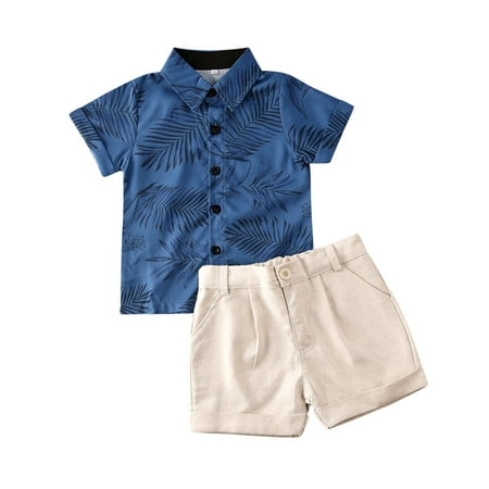 

Bagilaanoe 2pcs Toddler Baby Boy Short Pants Set Print Short Sleeve Shirt Tops + Shorts 1T 2T 3T 4T 5T 6T Kids Casual Summer Beach Outfits