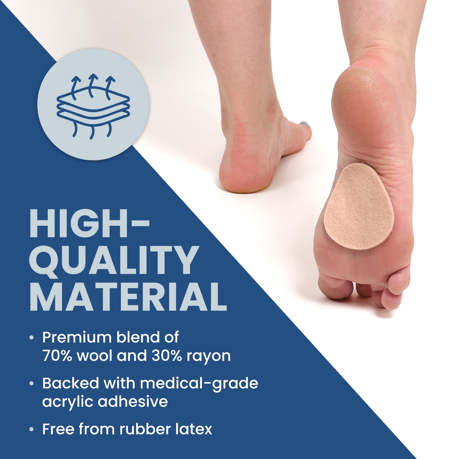 Aetna-Foot Products Adhesive Metatarsal Pads - Pack of 100 - Ball of Foot Cushions for Metatarsalgia, Blisters, Calluses - 2.75" W x 2.375" L - Medical Adhesive Felt Pads