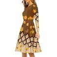 thumbnail image 3 of FKELYI Fall Pumpkins Women Dress Size M Comfy Women Long Sleeve Dress to Look Thin Thanksgiving Maple Leaf A Line Skater Casual Twirly Dress, 3 of 4