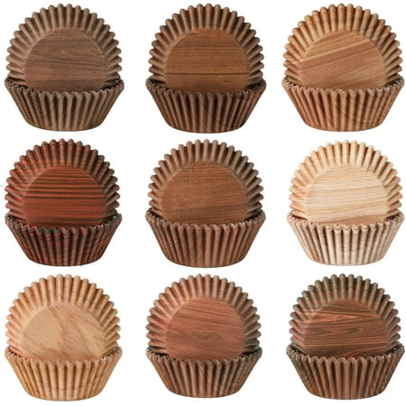 ZEN 450pcs Woodland Cupcake Liners, Woodgrain Baking Cups Cupcake Wrappers Paper Wraps Muffin Liners for Bridal Showers Wedding Birthday Party Decorations Supplies