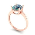 thumbnail image 2 of 2.5ct Oval Cut Blue Moissanite 18k Pink Rose Gold Engraving Statement Bridal Wedding Solitaire Designer Ring Size 9, 2 of 5