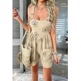 thumbnail image 2 of Women 2025 Summer Rompers Floral Boho Sleeveless Back Tie Flowy Short Jumpsuits Beach Outfits Khaki M, 2 of 8