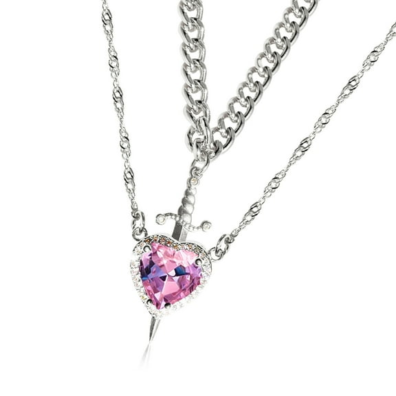 Heart and Swords Couple Necklace Stainless Steel Clavicle Chain for Trendsetters