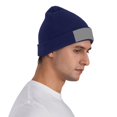 thumbnail image 2 of Black Checkered Beanie Hat Knit Hat Skull Cap for Men Women Winter Hat Navy Blue, 2 of 6