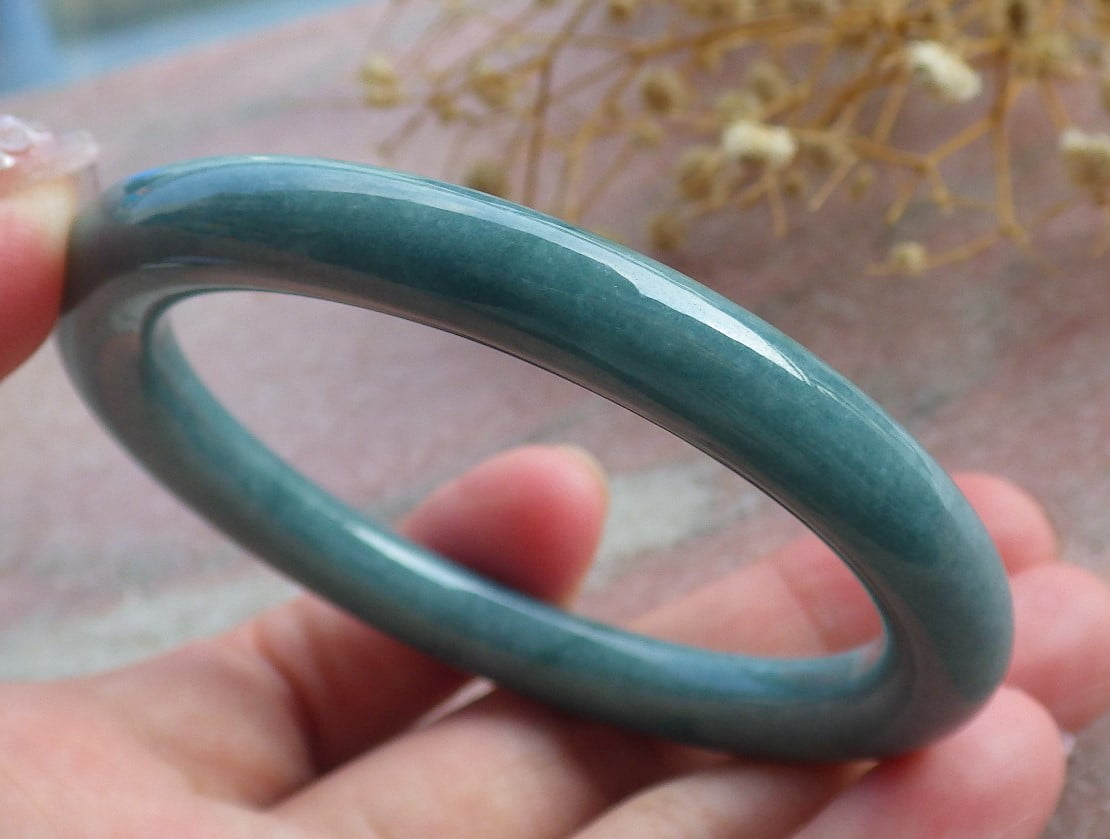 Green Natural A JADE Jadeite Circle Bangle Bracelet 55 mm 682108 TN