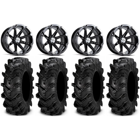 MSA Black Diesel 15" UTV Wheels 32" Cryptid Tires Kawasaki Mule Pro FXT